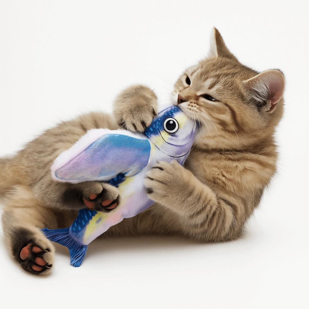 Plush Interactive Cat Toys Fish Shaped No Flying Flapping Fish Cat Toys Lightweight Colorful Electric Fish Toys for All Ages