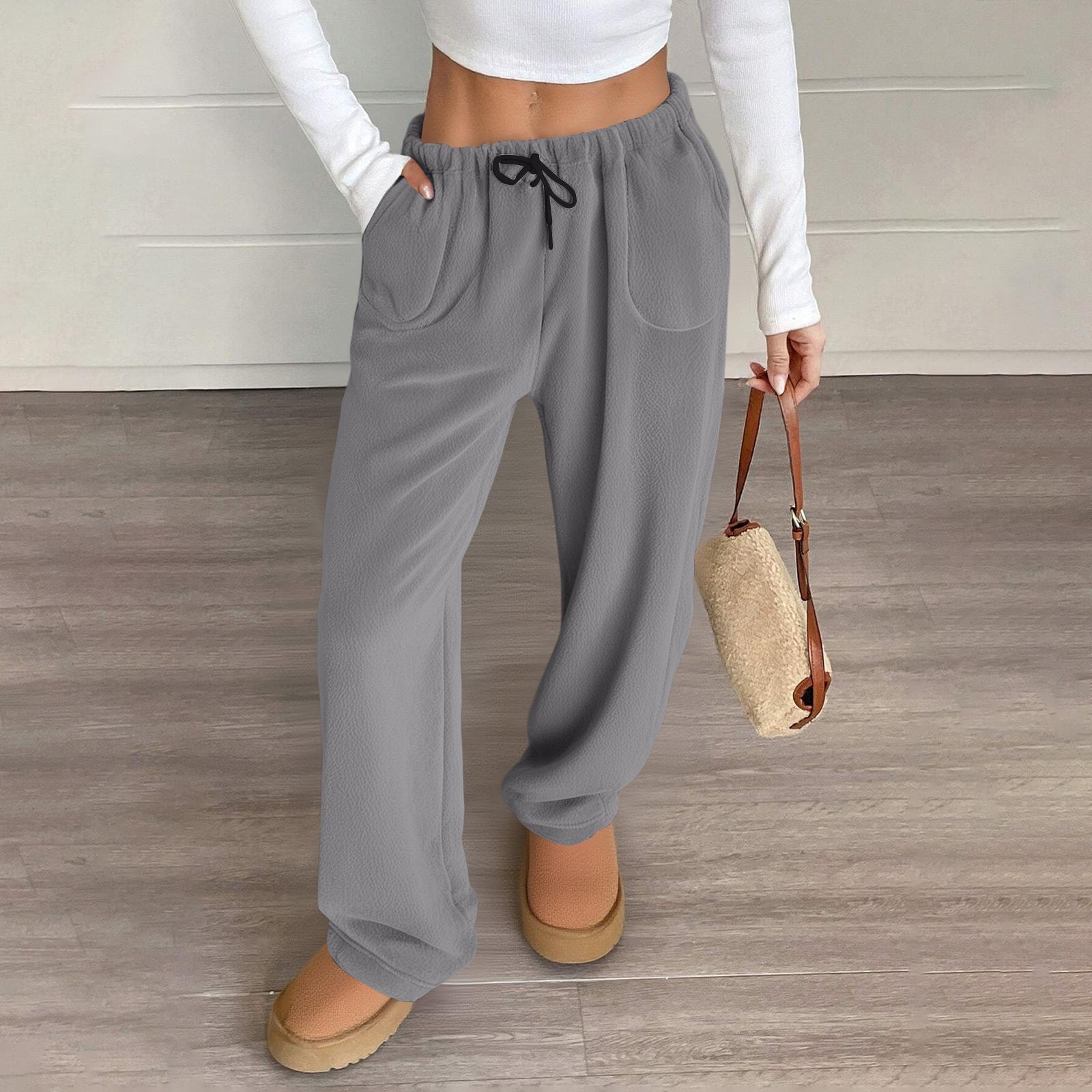 Женские пижамные штаны, плюшевые пижамные штаны, мягкая эластичная талия, пижамные штаны, однотонные штаны с 2 карманами XXXL