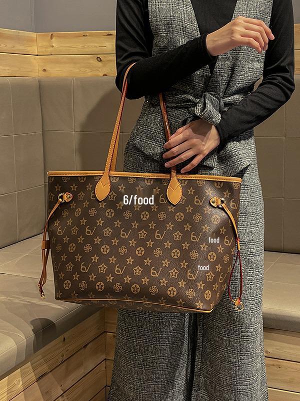 Fashionable Large-Capacity Textured Tote Bags, New Mother-and-Child Shopping and Women's Shoulder Bags