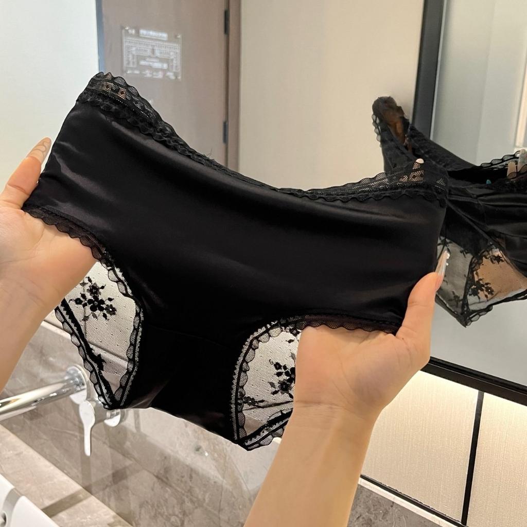 Girl Summer Thin Model PURE DESIRE SEXY Lace Satin In Waist Triangle Briefs