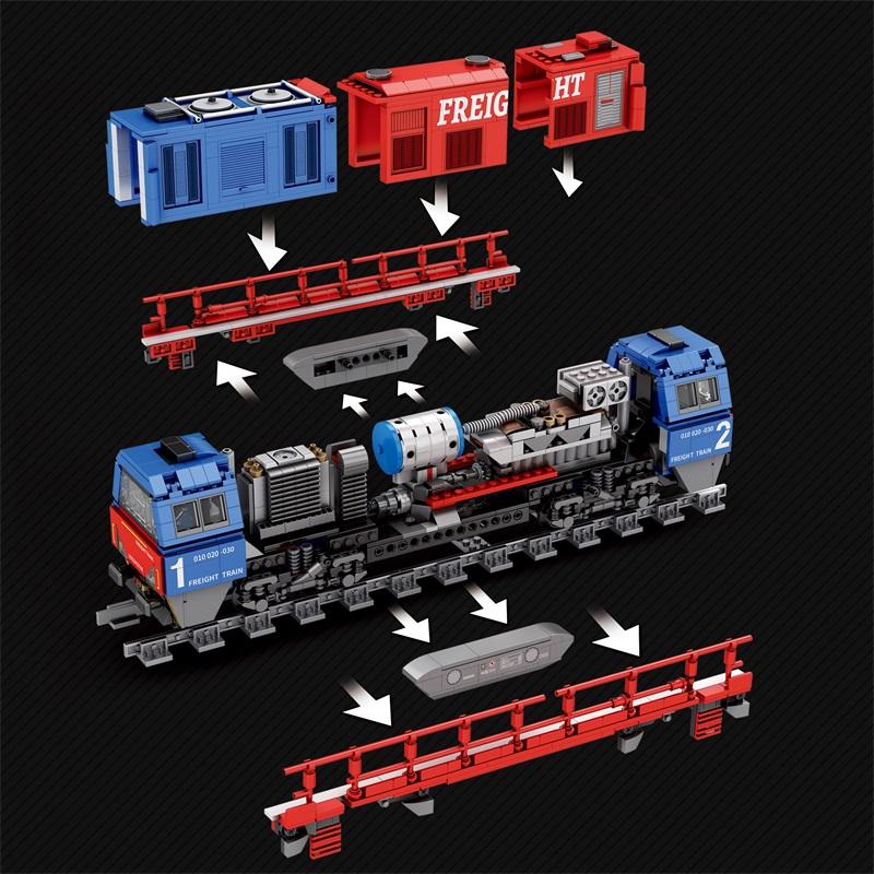 1980PCS City G2000 Freight Train Building Blocks New European Transporter Model Bricks Desktop Decoration Kids Toy Holiday Gifts