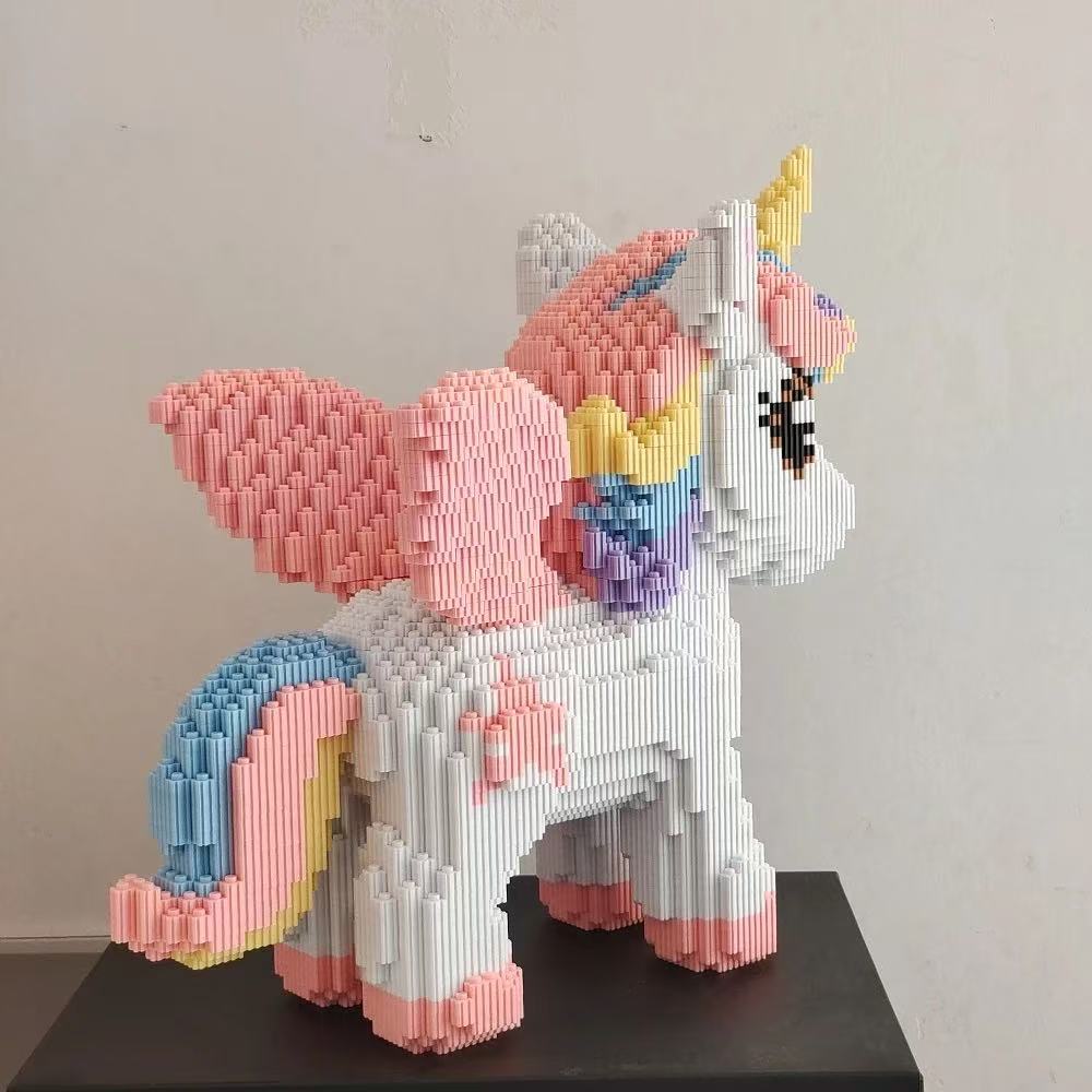 3D Animal Large Heavy Unicorn Micro Diamond Building Block Small Particle Brick Toys Children's Birthday Gifts Home Ornament