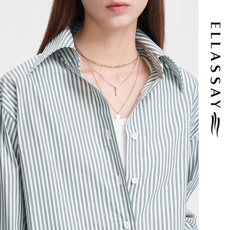 ELLASSAY Women s Faux Two-Piece Striped Shirt L