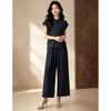 D.F.DEAR Women's Textured Top and Wide-Leg Pants Set
