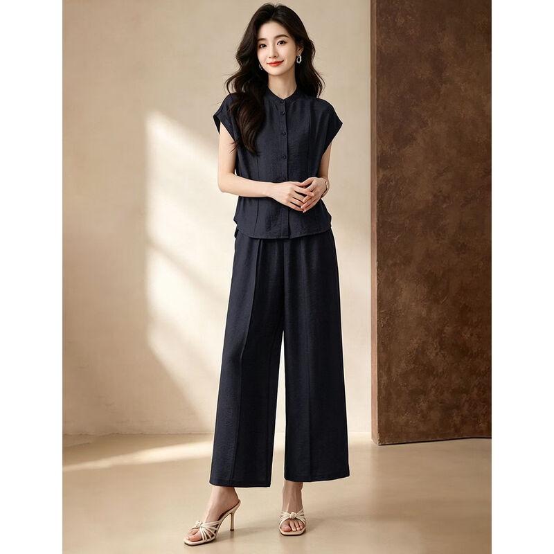 D.F.DEAR Women's Textured Top and Wide-Leg Pants Set