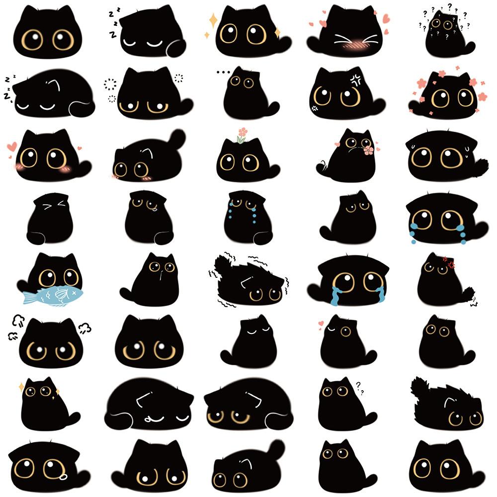 10/20/40/80pcs Funny Cartoon Black Cat Stickers Cute Decals Toys DIY Notebook Guitar Motorcycle Suitcase Kawaii Graffiti Sticker