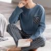 Luxury Navy Mens Sleepwear Autumn Winter New Cotton Man Pajama Long Sleeves Homewear Gentleman L-4XL Big Minimalist Pijama