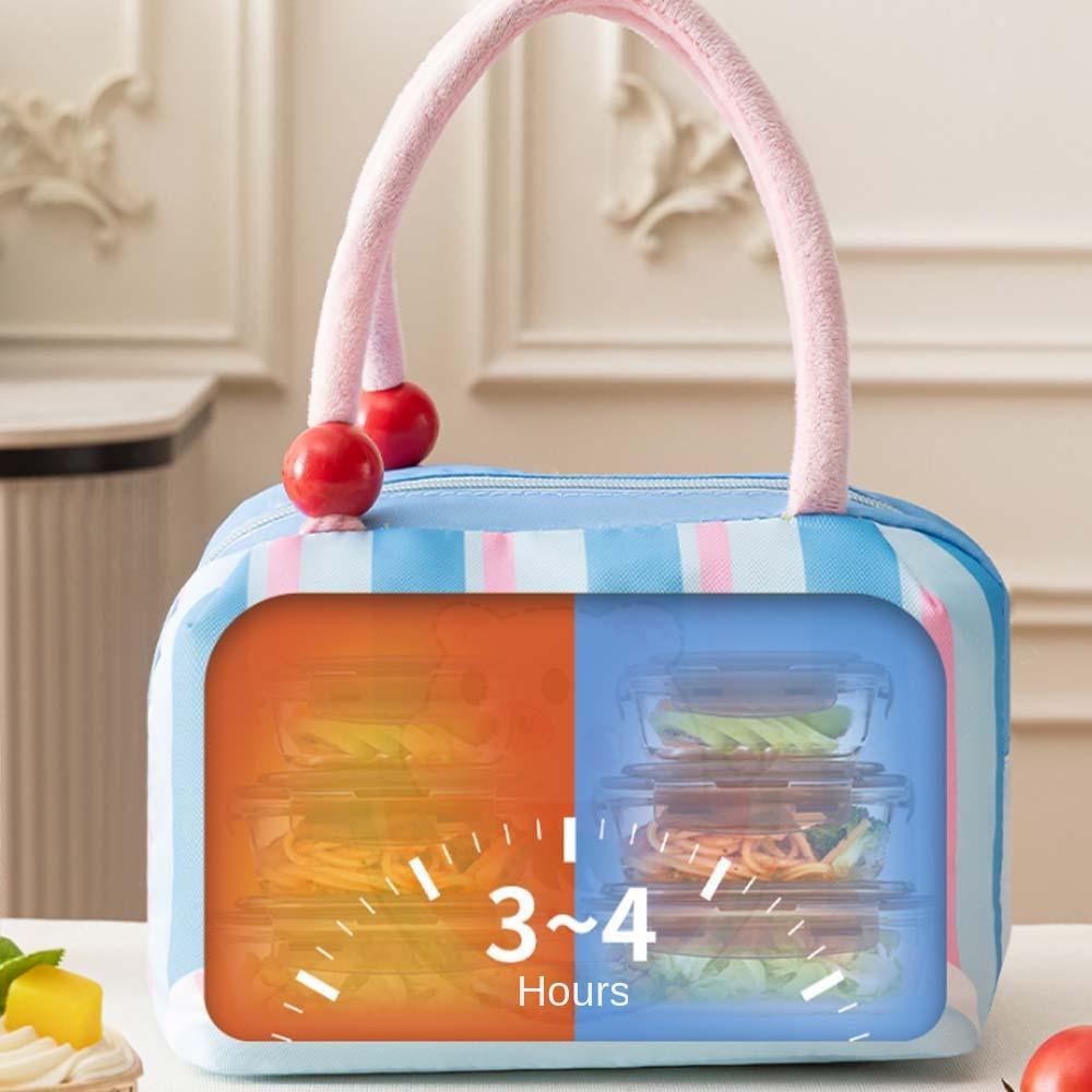 Large Capacity Cartoon Lunch Handbag Thickened Handheld Insulated Bag Picnic Box Pouch Work