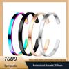 Women's Adjustable C-Shaped Titanium Steel Bracelet - 6mm Wide, Stainless Steel, Colorfast Jewelry