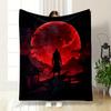 Warrior Under Red Moon Print Blanket Soft and Cozy Perfect for the Living Room Bed Sofa or a Nap,gift