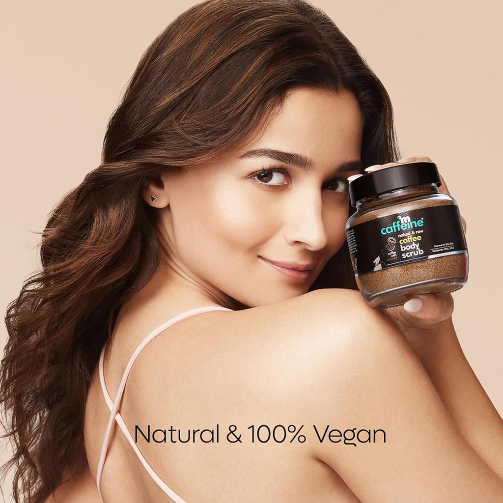 mCaffeine Exfoliating Coffee Body Scrub Powder Jar for Tan Removal Soft Smooth Skin 100Gm
