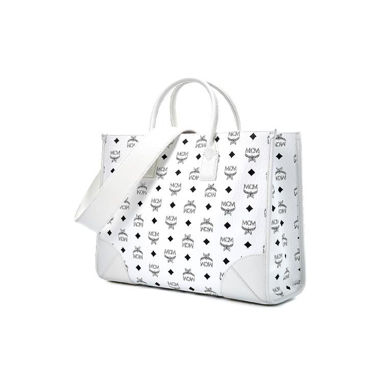 New MCM München Visetos Artificial Leather Combo Bag Handbag Large Women's White MWTCSBO02WT001