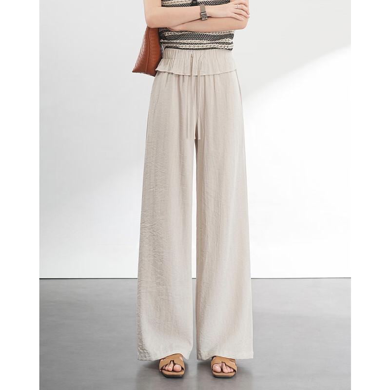 TERRE BLEUE Women's High-Waist Wide-Leg Casual Pants