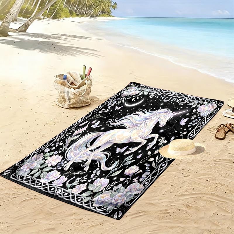 Vintage Floral Dragon Print Strandtuch, Großes Weiches Schnelltrocknendes Handtuch für Strand Camping Schwimmen