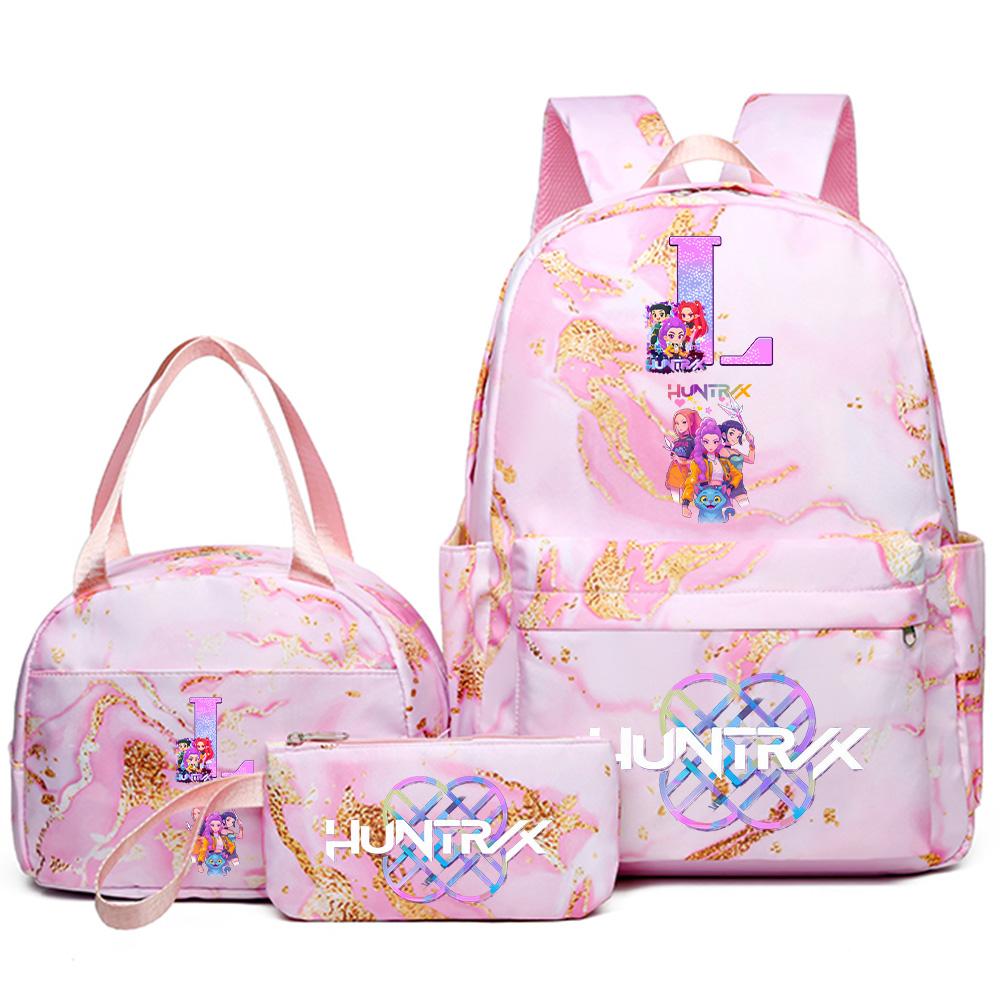 

3Pcs/set Anime English Letter A-Z Printed Backpack with Handbag Pencil Case for Teenager Student Girl Boy Bookbag Travel Bag