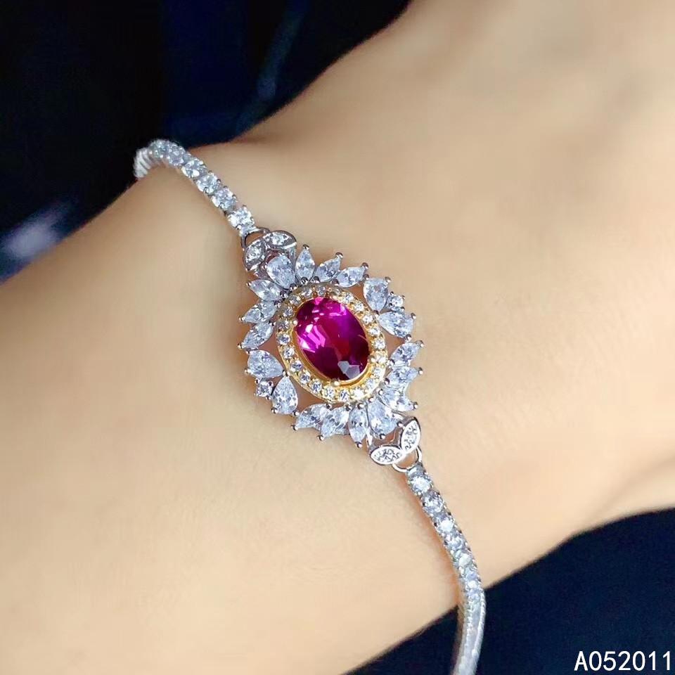 

Kjjeaxcmy Fine Jewelry Натуральный гранат 925 пробы стерлингового серебра Популярный новый браслет для девочек Поддержка тестовой продажи 17cm