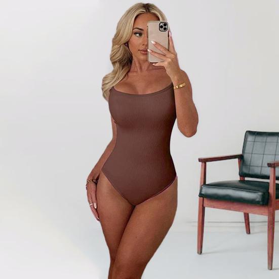 Šátek s výstřihem do U Pas Přiléhavý Dámské Body Žebrované Elastické Sexy Bez rukávů Pevné Skinny Romper Dámské oblečení