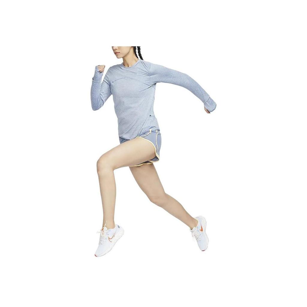 Nike Dri-FIT Solid Color Round Neck Quick-Dry Casual Long Sleeve T-Shirt Women Tops Light-Blue FB4298-440