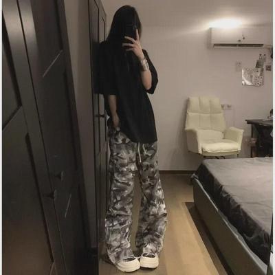 Unisex Retro Camouflage Paratrooper Pants - Loose Fit, Street-Style Drawstring Trousers