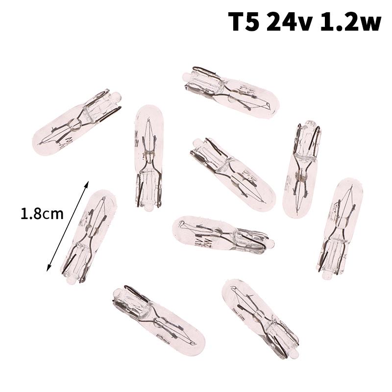 

10 шт. 24 В 1,2 Вт T5 / 12 В 5 Вт T10 Стеклянная лампочка Лампочки подсветки приборной панели Лампочки стоп-сигнала Лампы фар Автомобильные огни