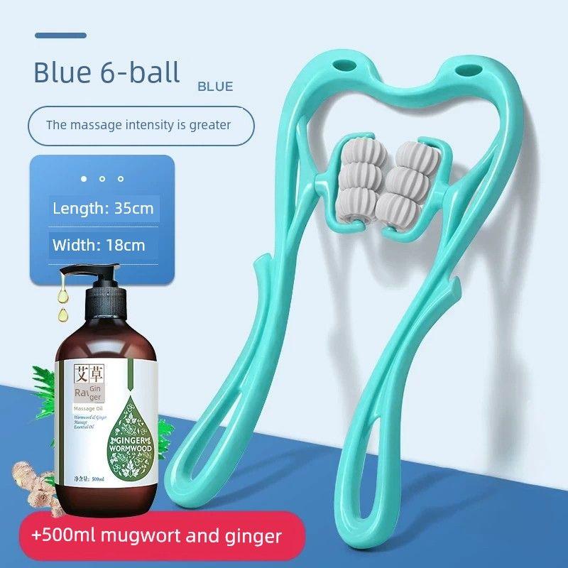 6 Wheels Neck Massager Manual Clip Neck and Neck Kneading Handy Gadget Handheld For Home Six Roller Shoulder and Neck Massage