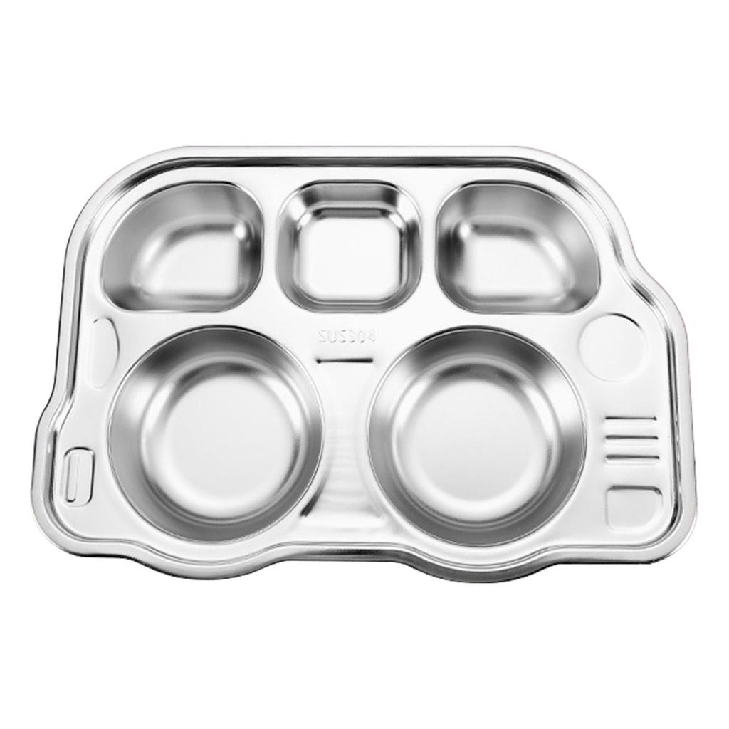 Stainless Steel Divided Platter Food Grade Cartoon Drop Proof Fun Shape Divided Dinner Tray for