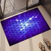 Futuristic Blue Hexagonal Tech Door Mat Soft Non-Slip Indoor Outdoor Entryway Rug Glowing Geometric Pattern Carpet