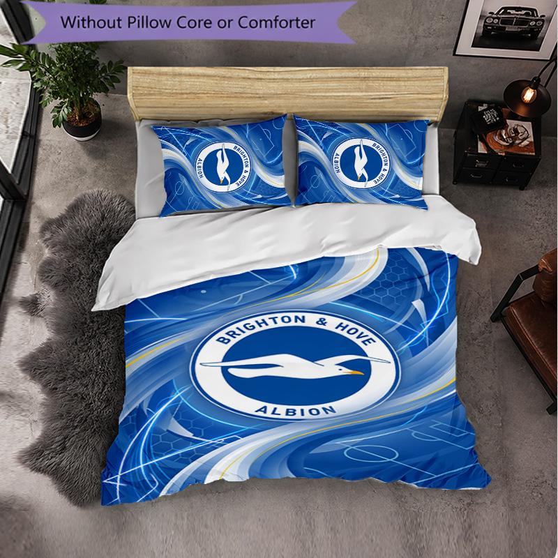 Set Biancheria da Letto Brighton & Hove Albion Football 3 Pezzi Morbido Set Copripiumino con Federe Set Decorazione Camera da Letto per la Casa