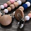 Nursing Chew Toy Baby Dummy Holder Chain BPA Free New Baby Wooden Pacifier Clip Wood Crochet Rabbit Teething Soother Chain