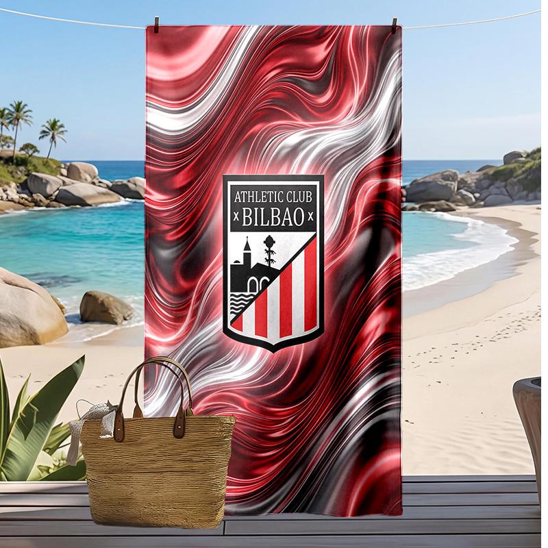 Toalla de Playa con Estampado de Fútbol del Athletic Bilbao, Toalla Grande Suave de Secado Rápido para Playa, Camping, Natación