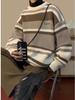 Unisex Japanese Retro Color Block Stripe Sweater - Autumn/Winter Trendy Knitwear, Round Neck, Couple Style.