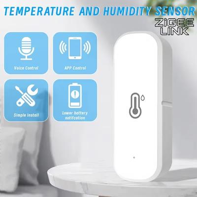 Zigbee Temperature Humidity Sensor Indoor Outdoor Hygrometer Thermometer Detector Smart Life Remote Control With Alexa Google