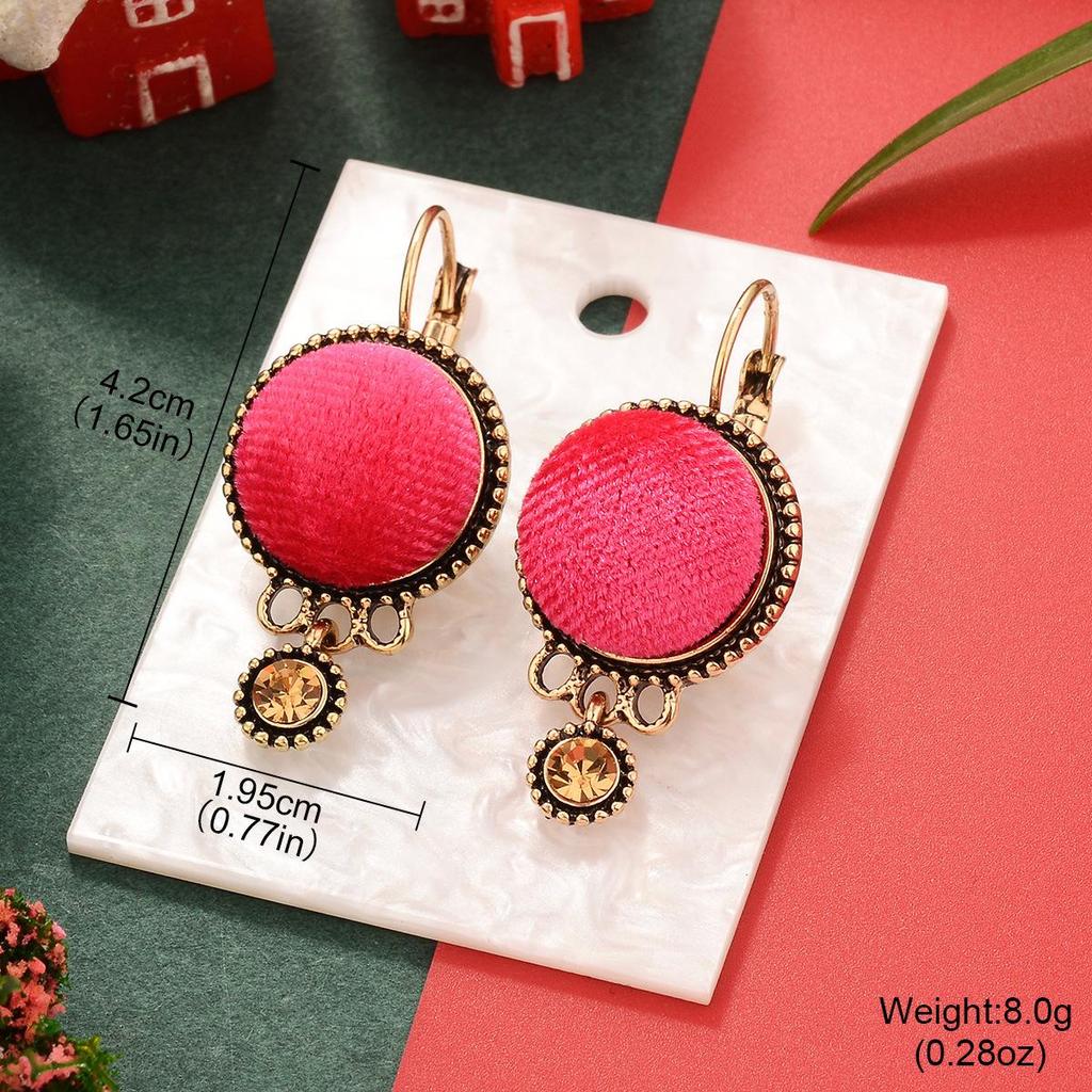 Vintage Velvet Christmas & New Year Earrings with French Hook - Stylish and Unique Design for Women