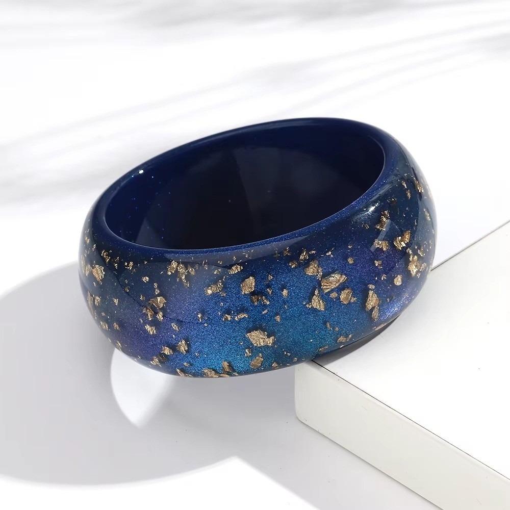 Gold Foil Round Bangles Glitter Resin Bangles Trendy Wide Bangles  for Women