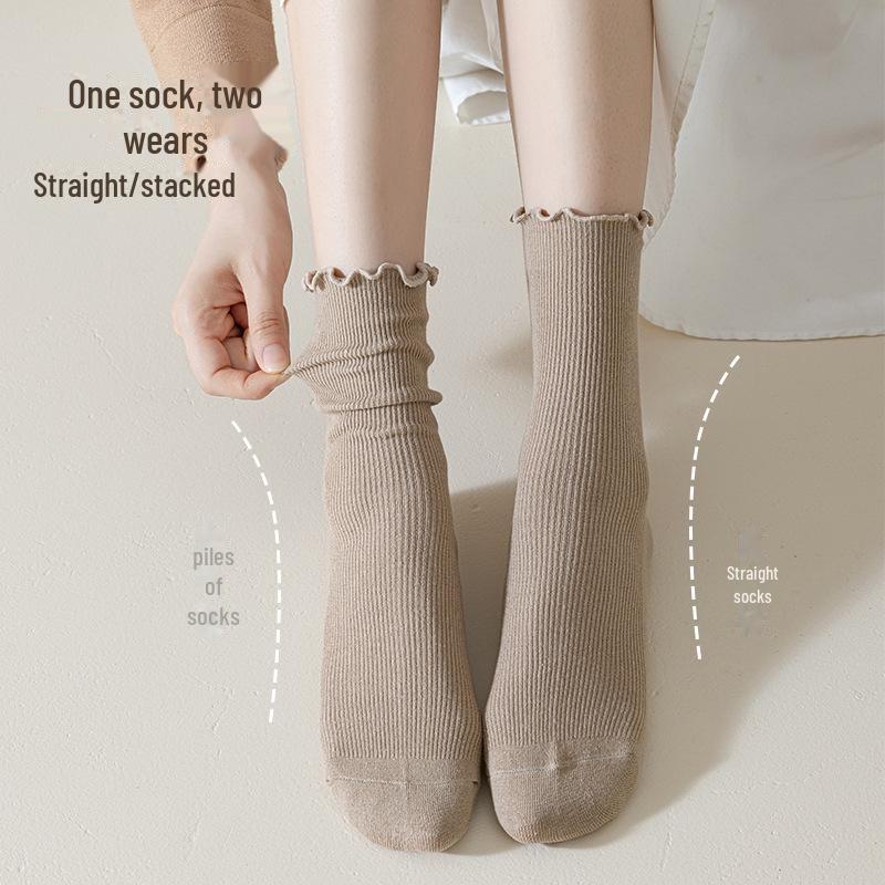 "Women's Cute Japanese Lace Cotton Socks: Spring/Autumn Thin Style, JK College Look"