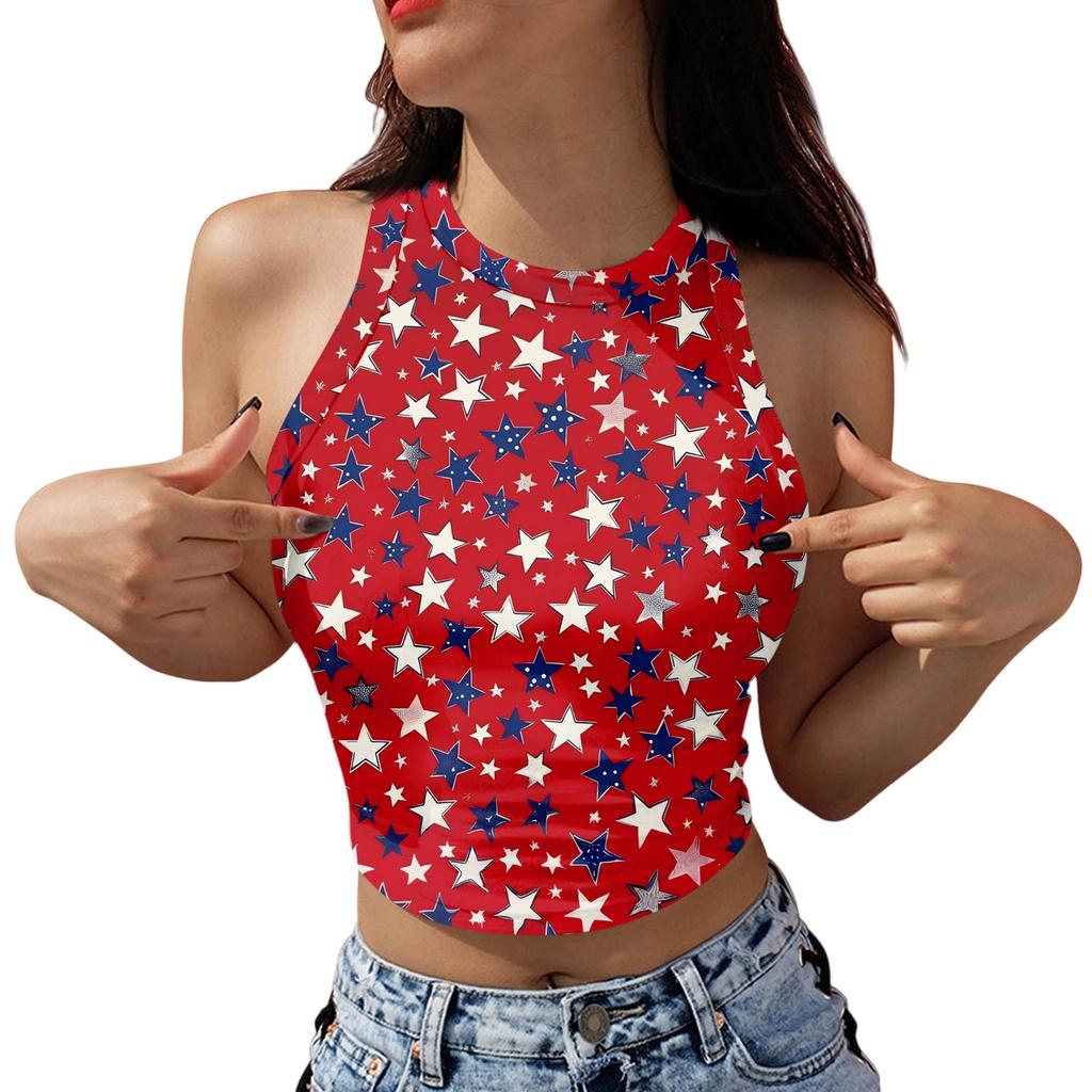 Damesmode Onafhankelijkheidsdag Print Mouwloze Tanktop