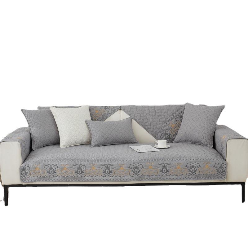 Nordic Ins Color Embroidered Washed Cotton Sofa Cushion Non-slip Sofa Cover Four Seasons Universal Cushion Cover