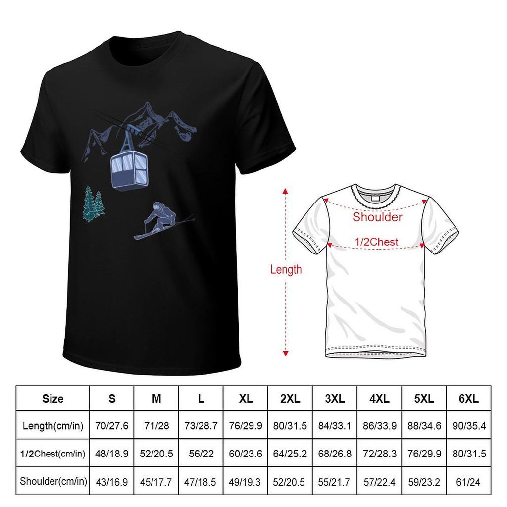 Ski Lift Resort Winter Sports Scene TShirt Kawaii Clothes Blouse Fashion Shirts Mens Graphic Tshirts Pack