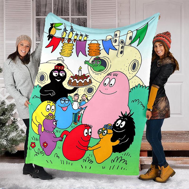 Barbapapa1 printed throw blanket—lightweight,soft,warm;versatile blanket for all seasons—perfect as &air-conditioning throw,nap blanket