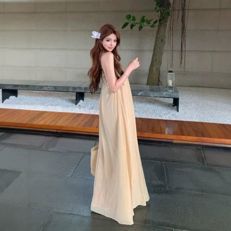 Seaside Vacation Style Is Unique and Beautiful, Super Good-looking Suspender Skirt Design Sense Backless Sleeveless Dress 2026 Summer Women