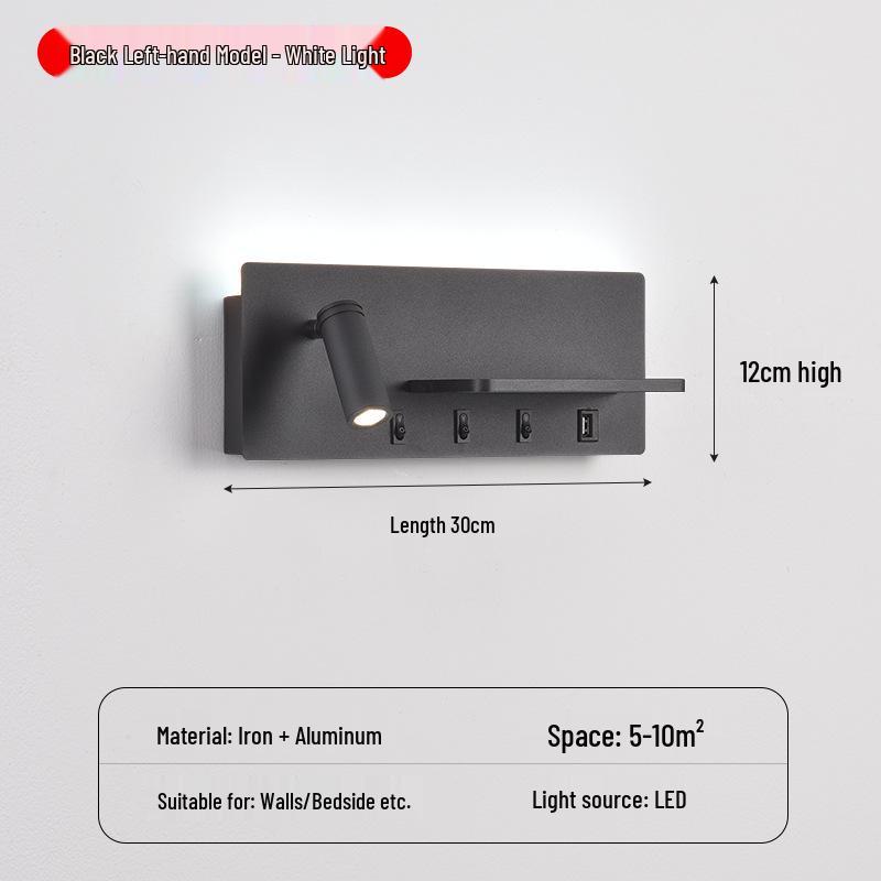 USB Wall Lamp: Modern LED Bedside Reading Light for Living Room, Guest Room, or Hotel