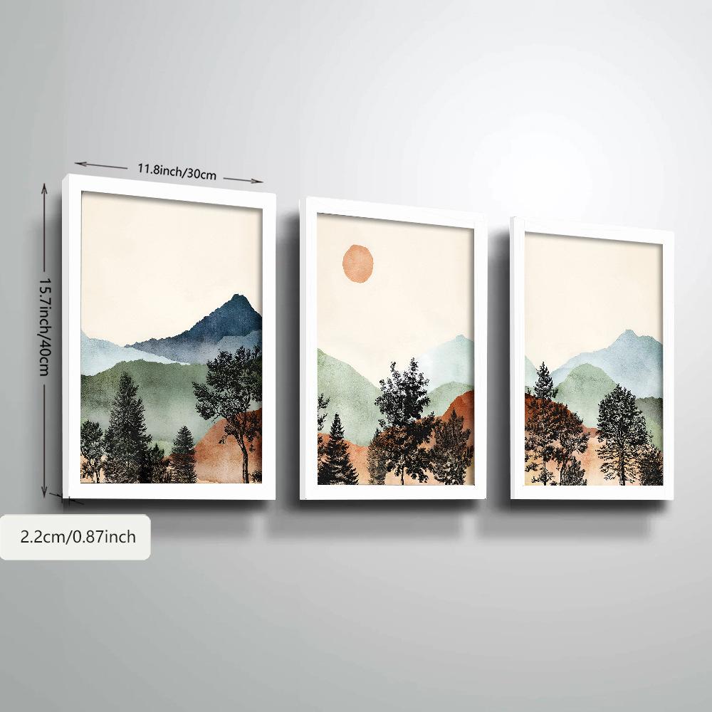 3 Stück/Set Landschaftskunst Ölgemälde Leinwand mit Holzrahmen Wanddeko Haus Zimmer Dekorationen
