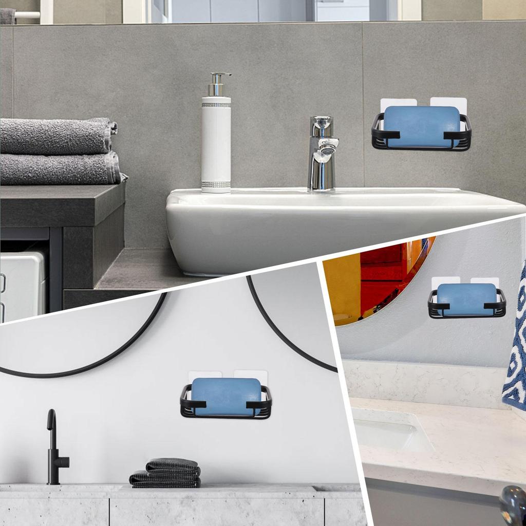 Väggmonterbar Tvålkoppshållare Aluminiummaterial Stansfri Design Självdränerande Ribbad Låda Snabb Dränering Mögelförebyggande