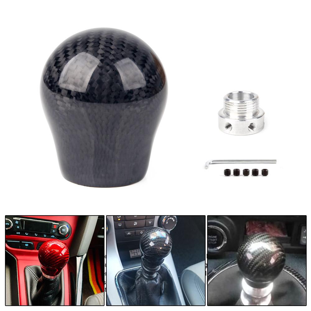 True Carbon Fiber Gear Shift Knob Transmission Gear Stick Head Shifter Lever Handle With Limiter Adapter