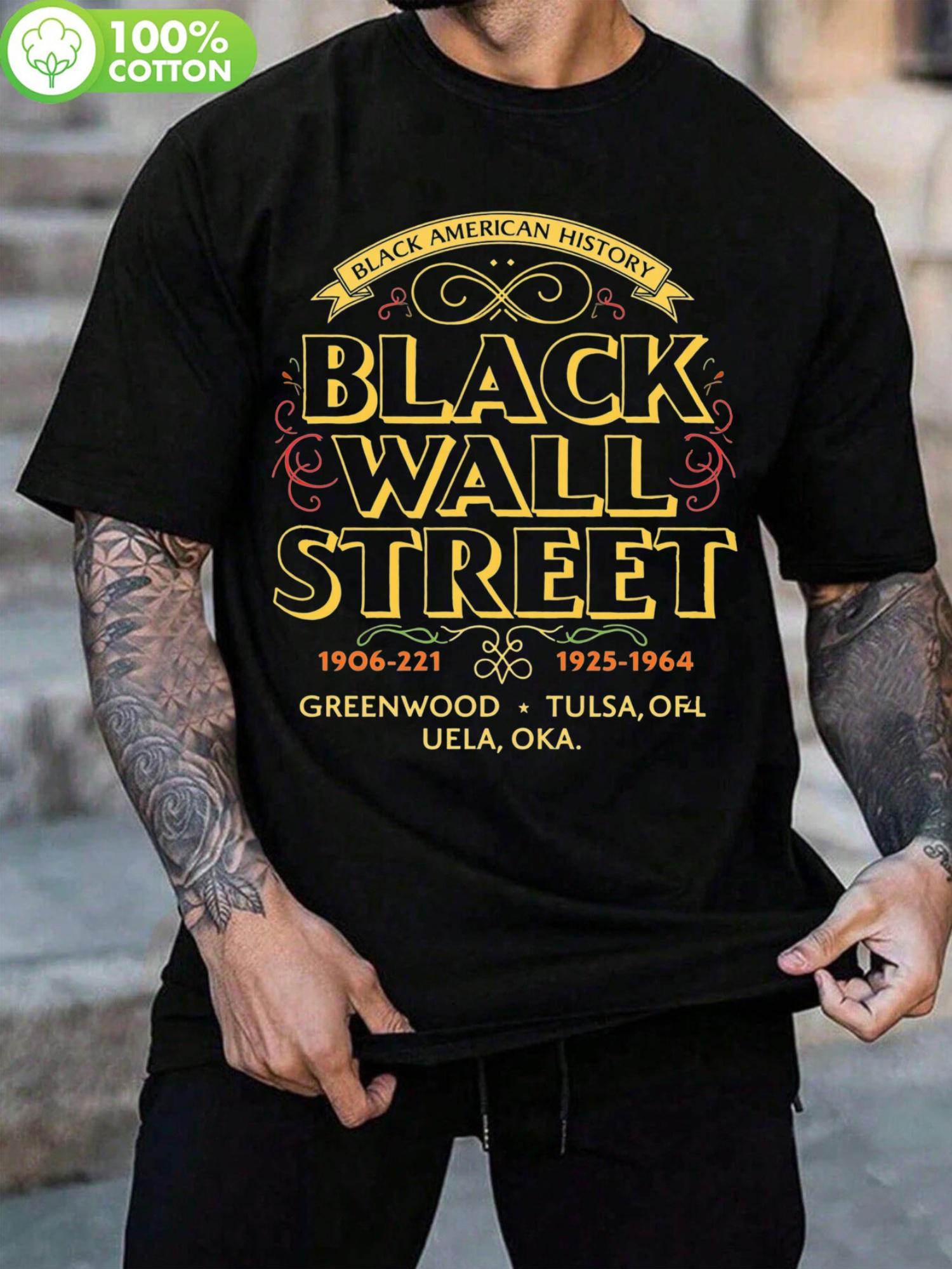 Black Wall Street History Cotton T-shirt - Casual Crew Neck S