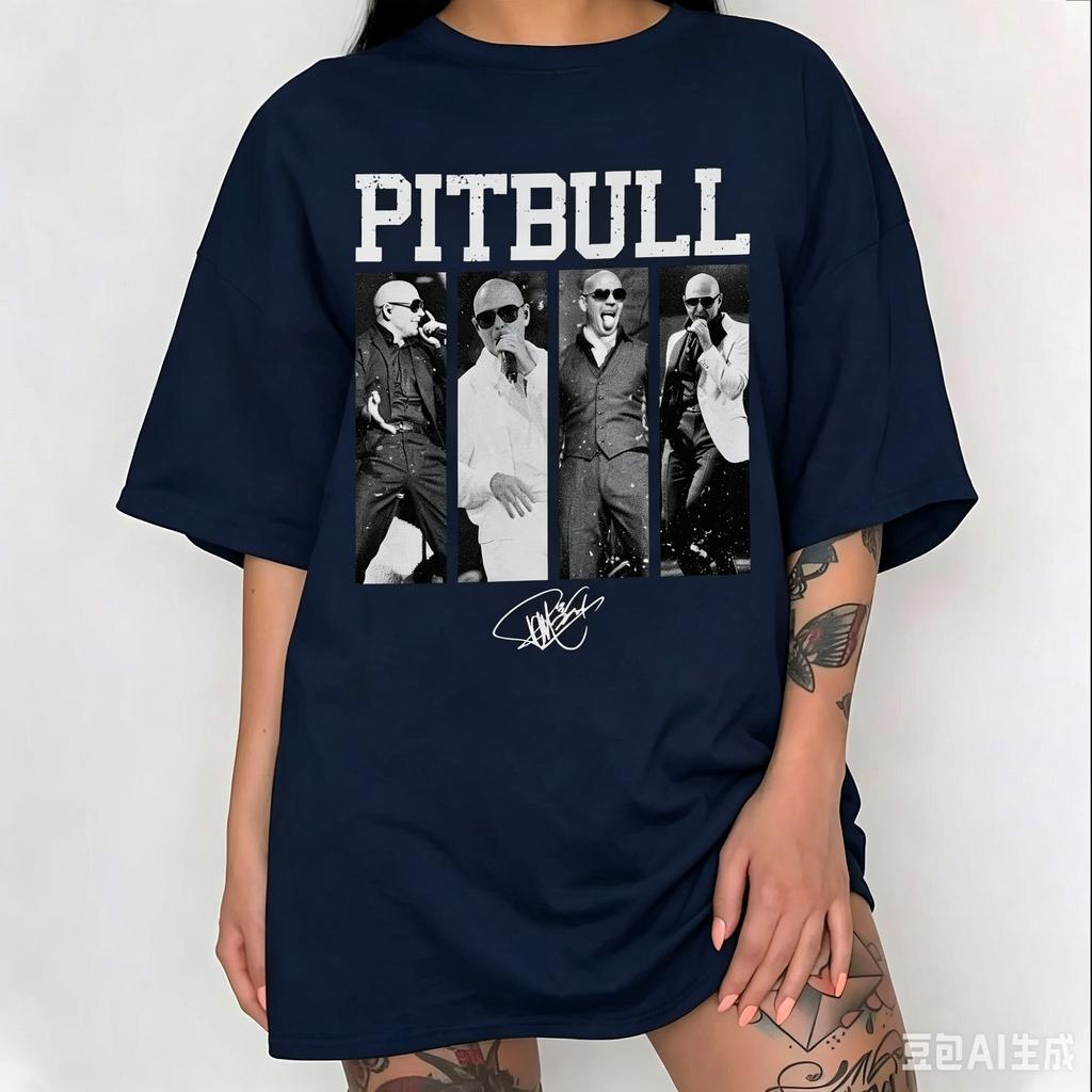 Pitbull Mr Worldwide Vintage T-Shirt Unisex Sommer 100% Baumwolle Mode Hohe Qualität Kurzarm Oberteil Streetwear