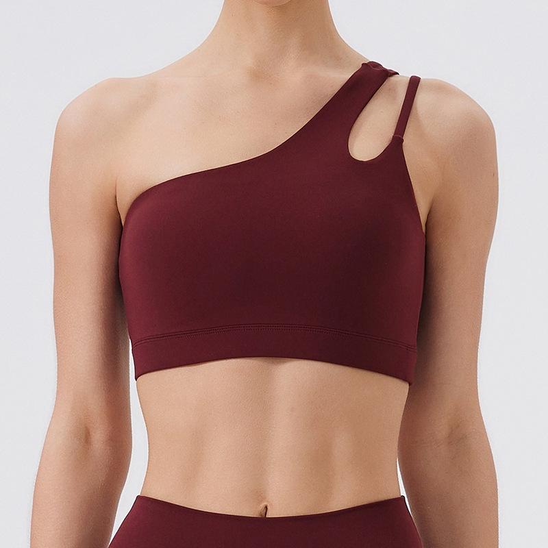 Gränsöverskridande Enaxlad Sport-BH för Yoga med Oregelbundna Band - Stötsäker, Vacker Ryggdesign för Fitness & Löpning