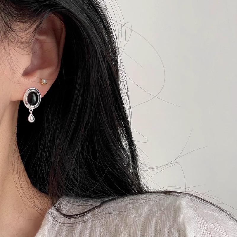 Schwarzer Achat Tropfen Zirkon Ohrstecker - Elegant, Vielseitig, High-End Design