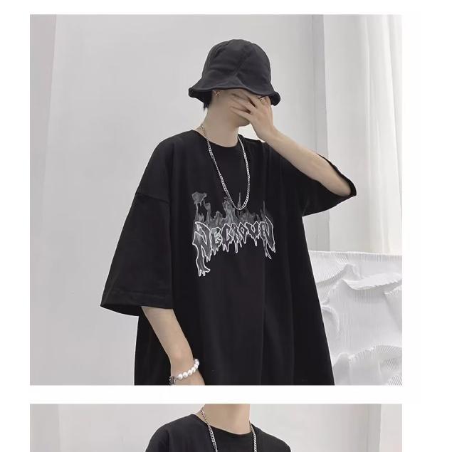 Pánské trendy tričko s krátkým rukávem s kulatým výstřihem a kulatým výstřihem na léto Volný ležérní top