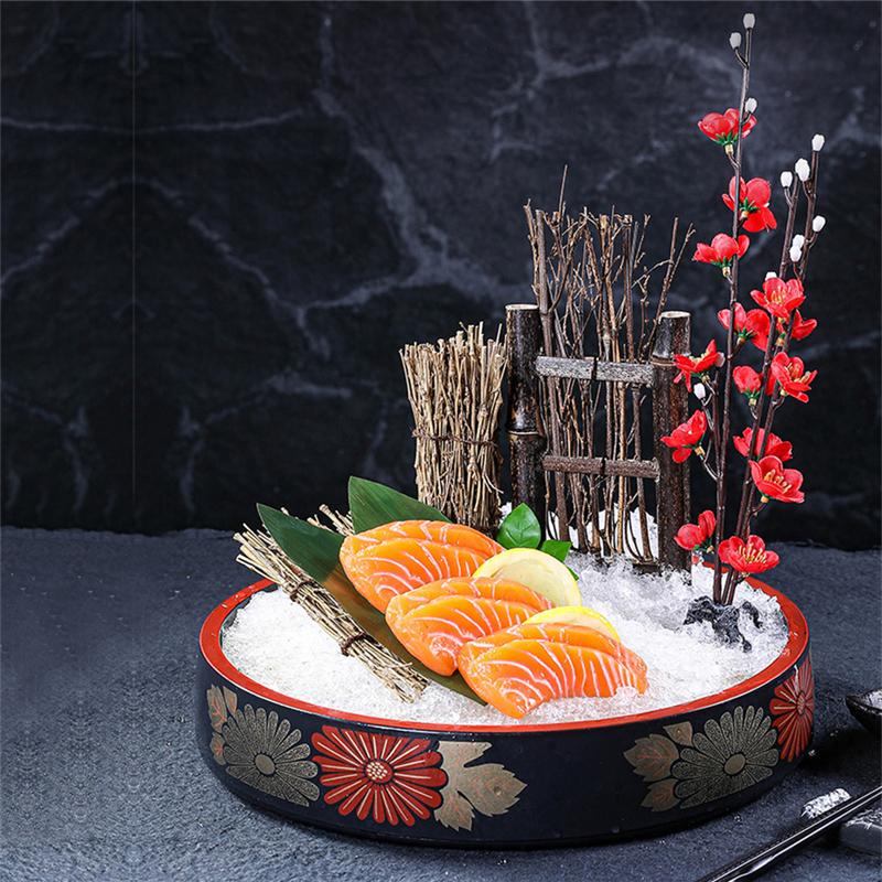 Decorative Flowers and Plants Japanese Barbecue Dishes Seafood Platter Decorative Ornaments Japanese Sashimi Swinging Plate-B